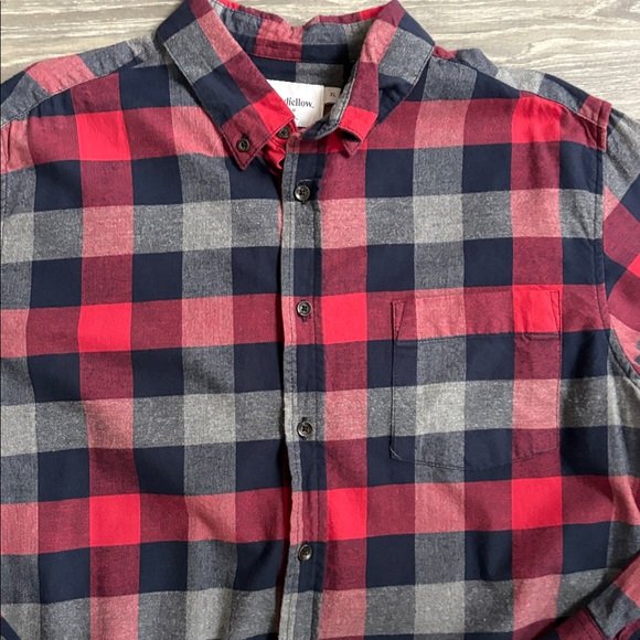 Goodfellow & Co Red and Gray Plaid Button Down Shirt - Picture 2 of 5